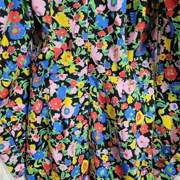 Zara Floral Puff Shoulder Mini Dress XS Dramatic Gigot Statement Sleeve Cotton - Picture 11 of 12